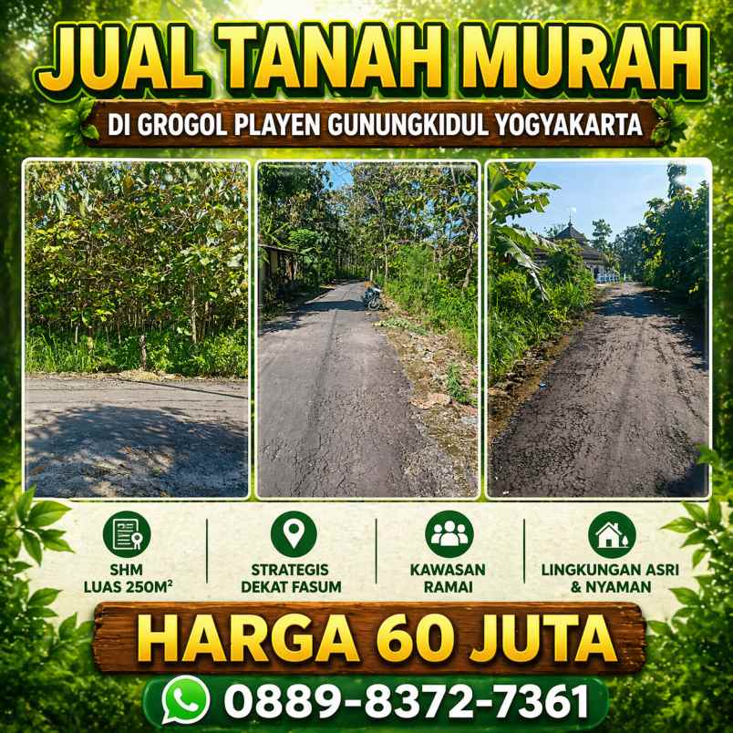 dijual tanah grogol playen gunungkidul