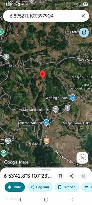 dijual tanah jl h r danuresmaya desa jati