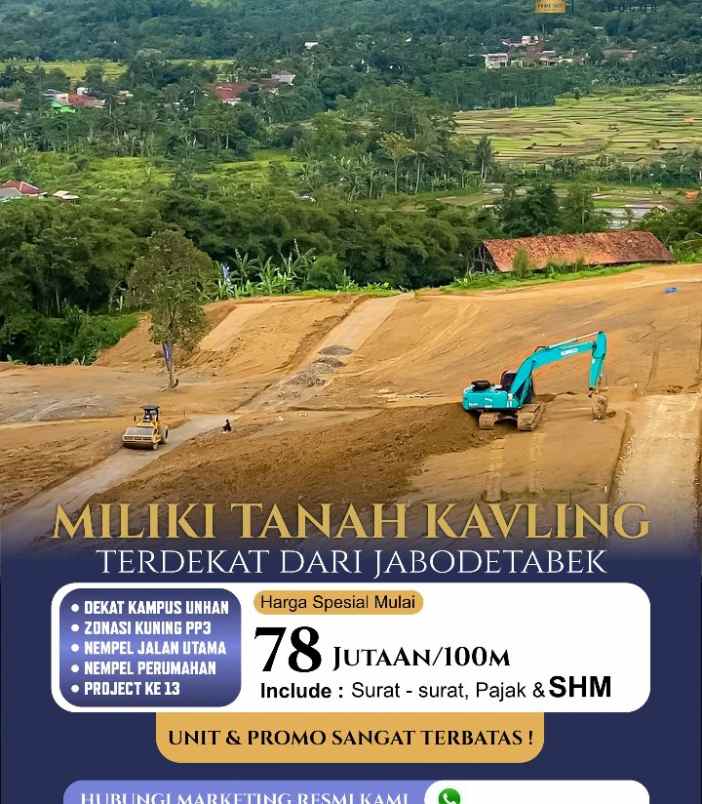 dijual tanah jl pabuaran sukamakmur