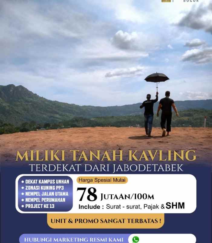 dijual tanah jl pabuaran sukamakmur