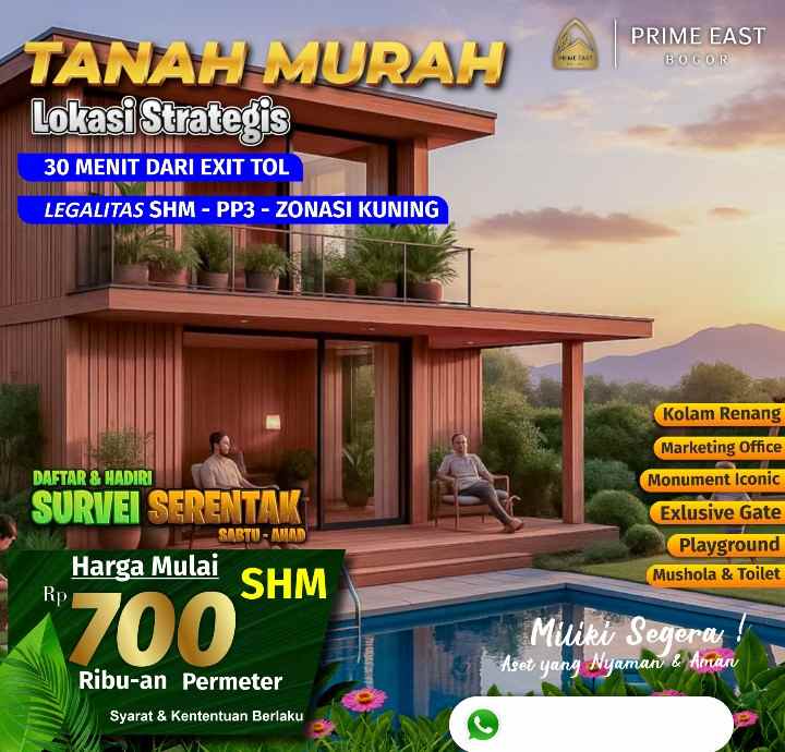 dijual tanah jl pabuaran sukamakmur
