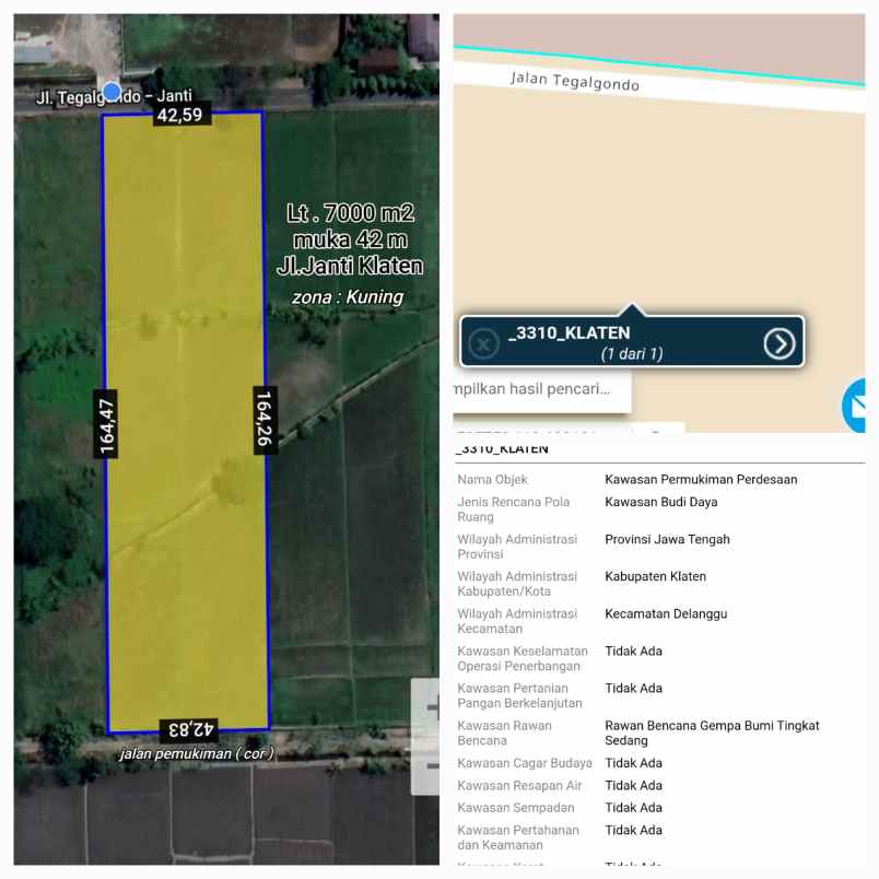 dijual tanah jln wisata janti