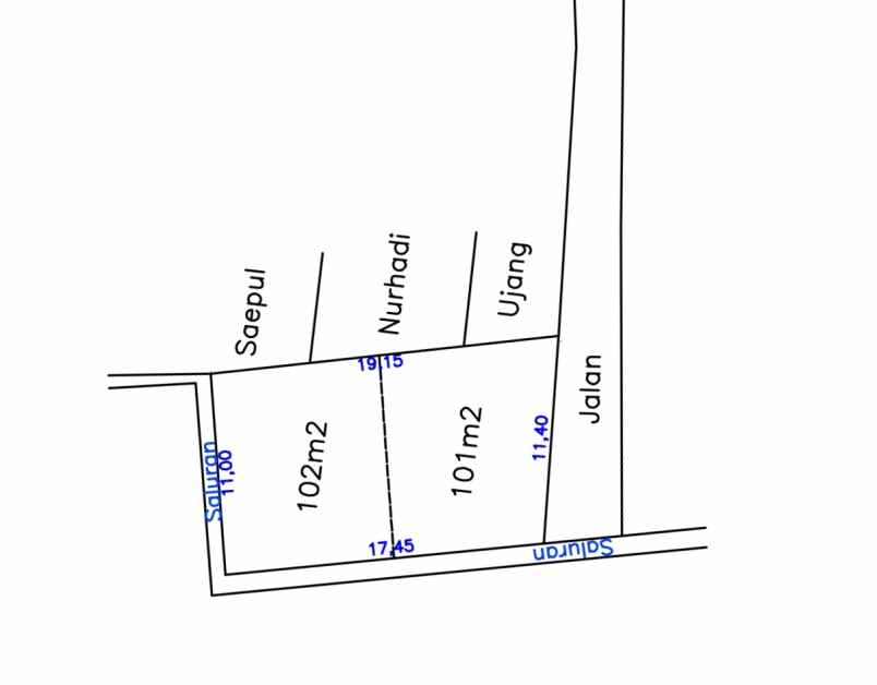 dijual tanah luas 203 meter