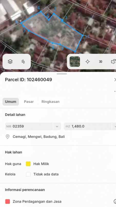 dijual tanah pantai mengening