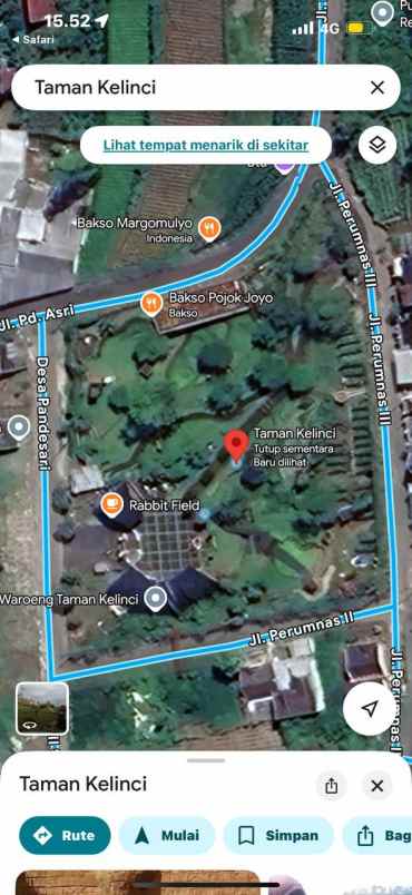 dijual wisata taman kelinci tanah kavling