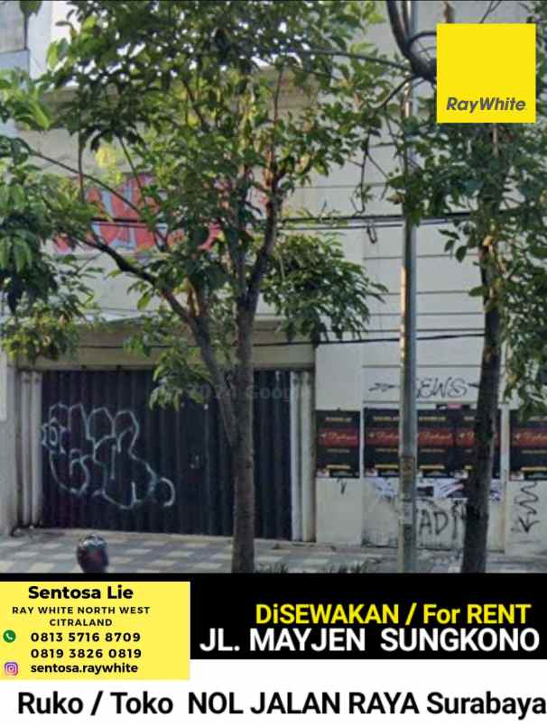 disewakan ruko gudang kantor jalan mayjen sungkono