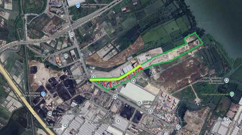 disewakan tanah raya tambak osowilangon