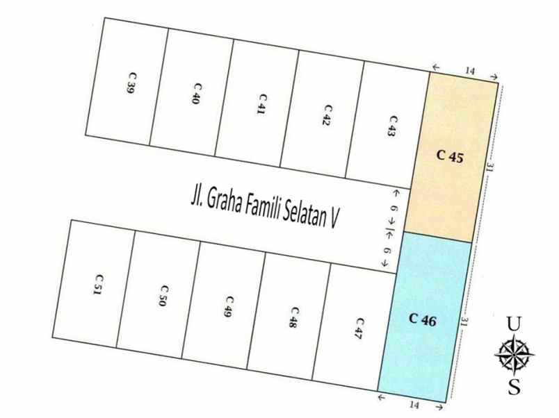 jual 2 unit kavling tanah di graha famili surabaya