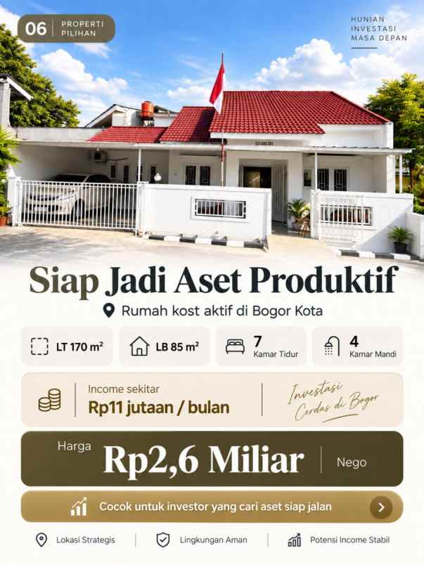 jual rumah kost ready bogor kota kondisi tersewa