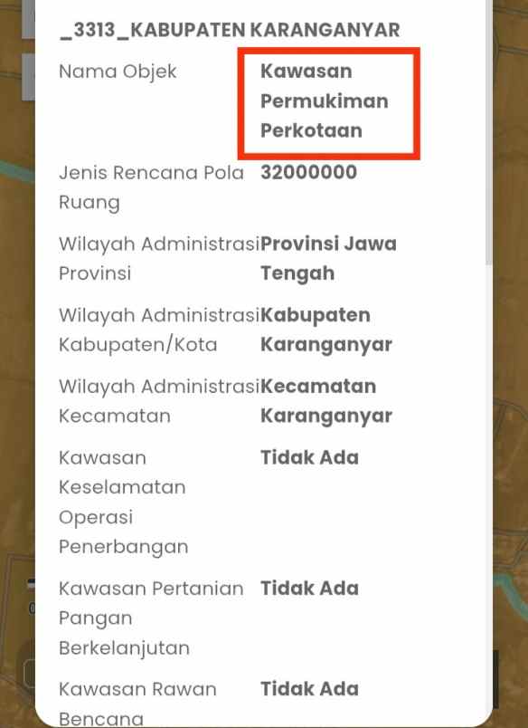 lahan 3ha pemukiman karanganyar kota 450rb m2