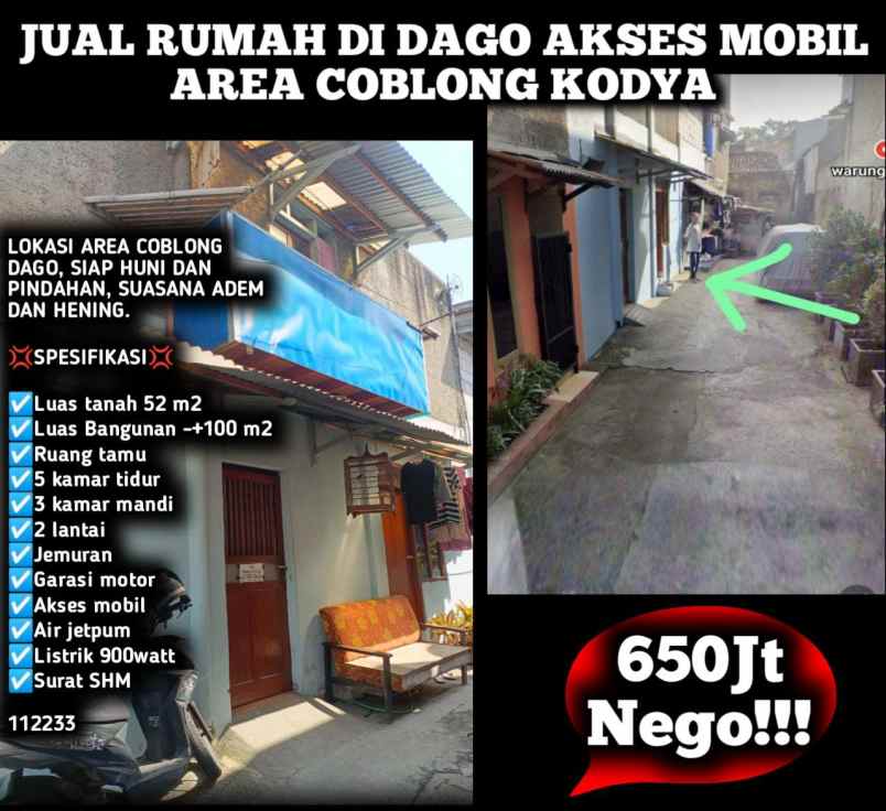 rumah kampung murah dago coblong kota bandung