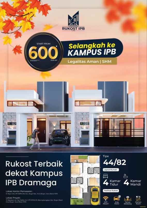 rumah kost 4 kamar dekat ipb bogor