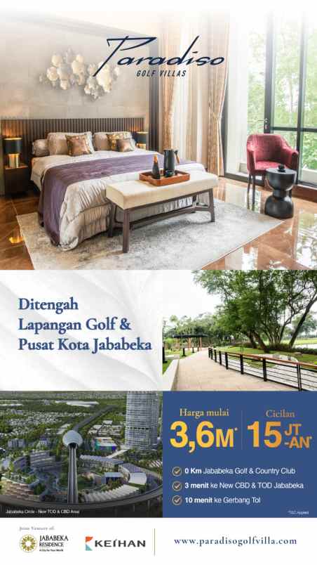 rumah mewah di paradiso golf villas jababek