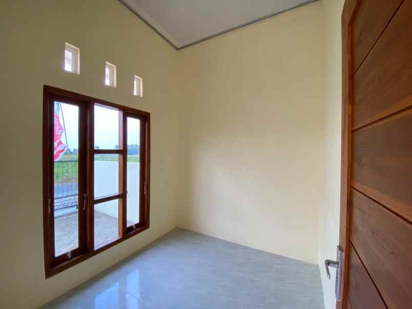 rumah minimalis tepi jalan aspal view sawah