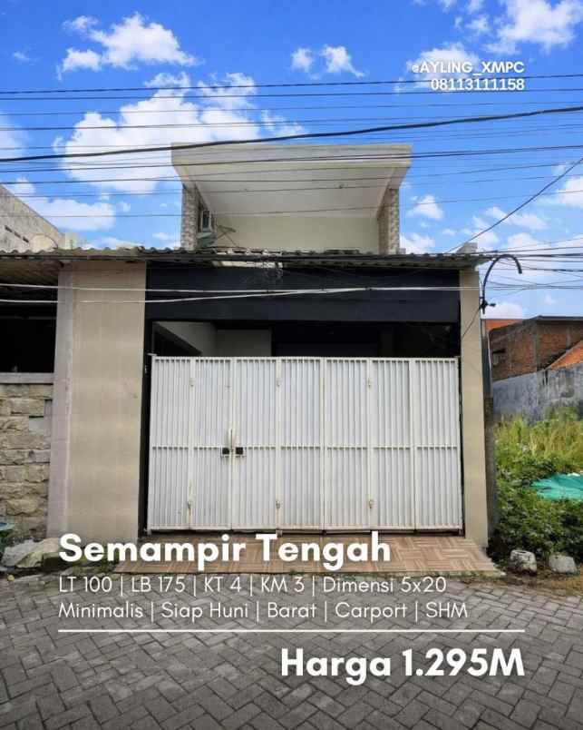 rumah semampir tengah strategis minimalis siap huni