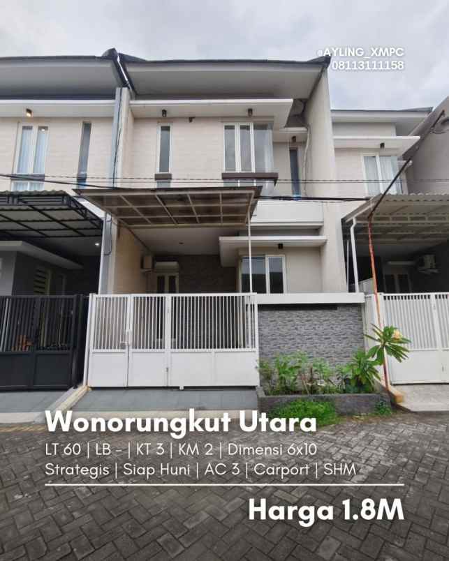 rumah wonorungkut utara siap huni ac 3 unit