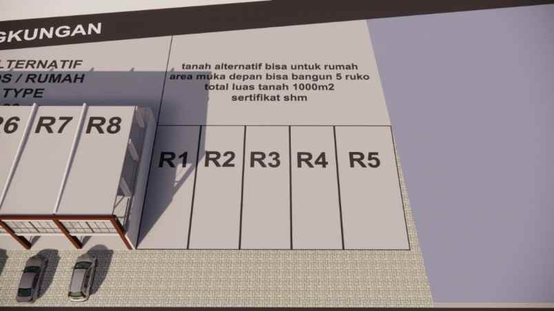 tanah 1000 meter pinggir jalan raya dekat pasar rau