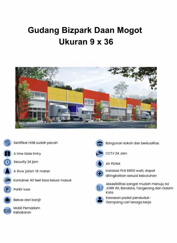 dijual ruko gudang kantor green sedayu bizpark