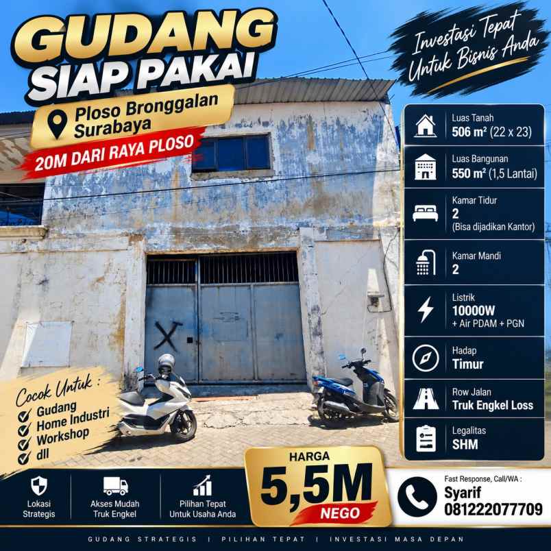 dijual ruko gudang kantor ploso