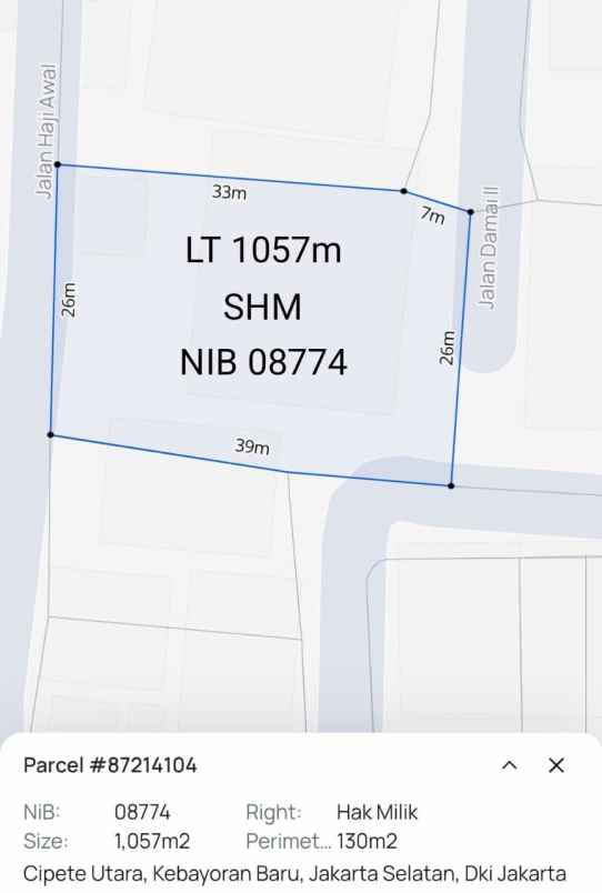 dijual rumah jl damai