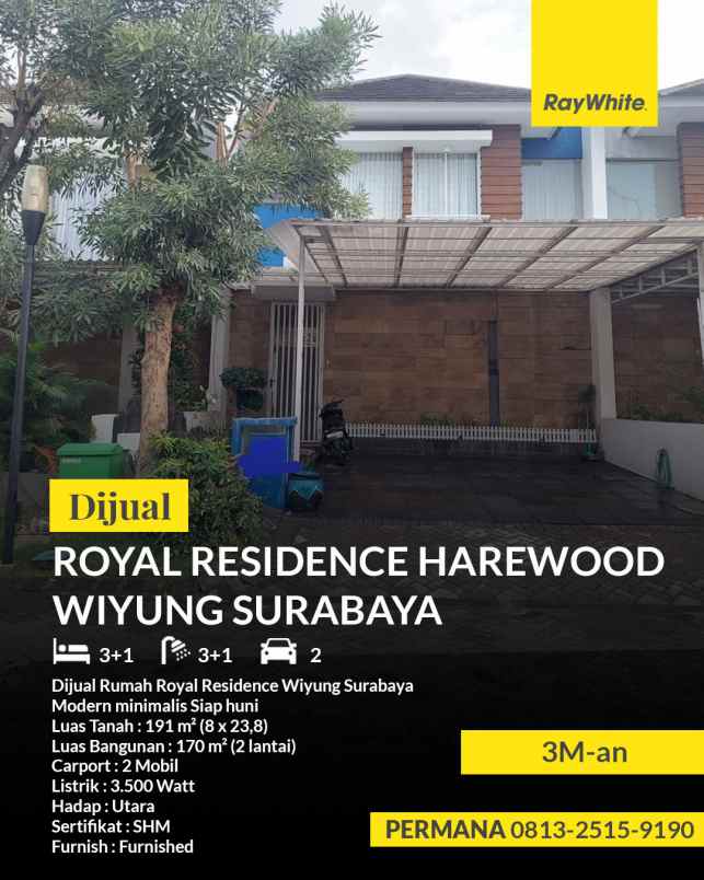 dijual rumah royal residence wiyung surabaya