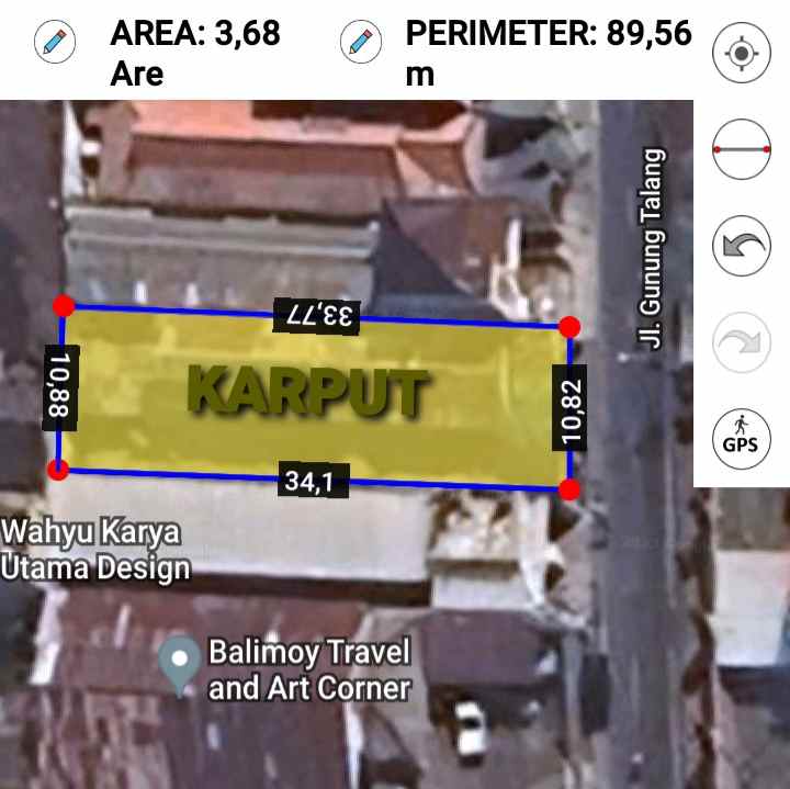dijual tanah jl gunung talang