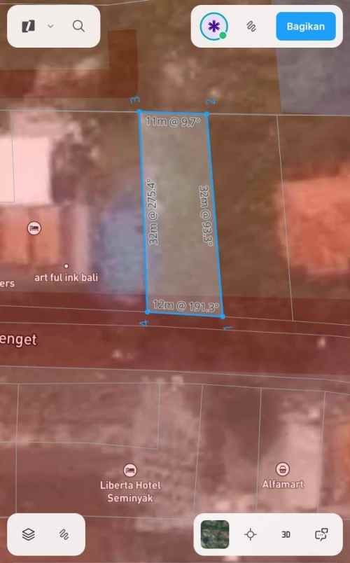 dijual tanah premium petitenget bali langsung pemilik