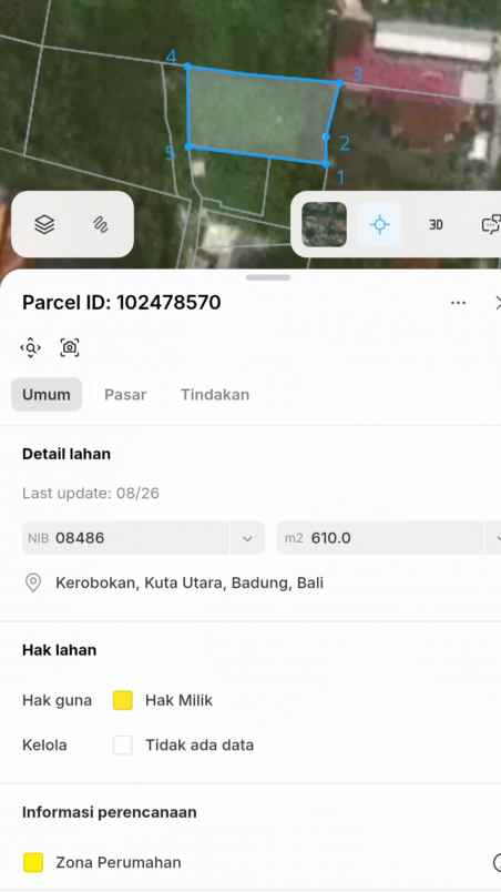 dijual tanah raya canggu ketobokan