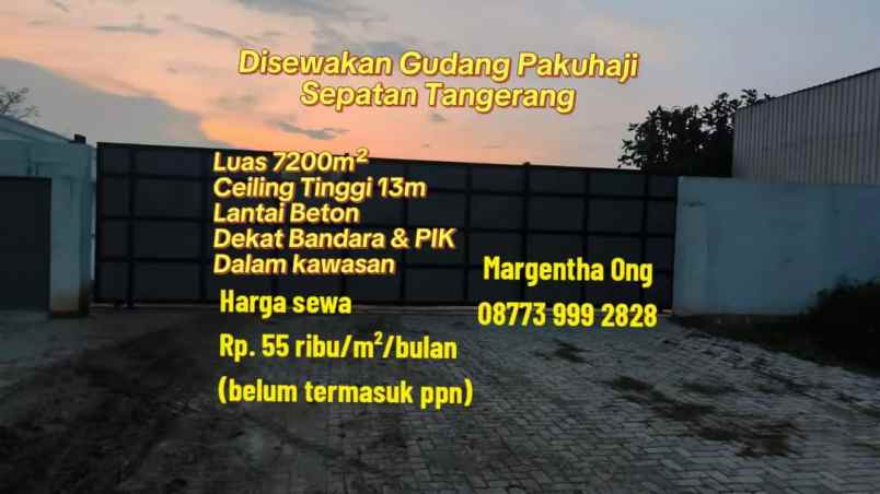 disewakan ruko gudang kantor pakuhaji sepatan tangerang