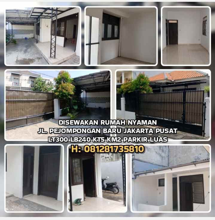 disewakan rumah jl pejompongan baru