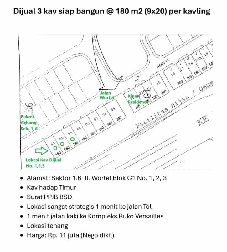 for sale 3 unit kavling di bsd