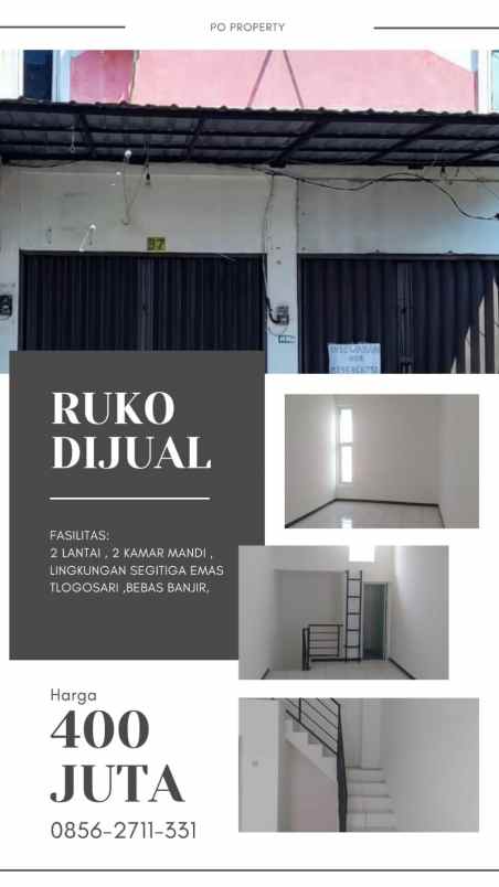 ruko 2 lantai siap pakai segitiga emas tlogosari