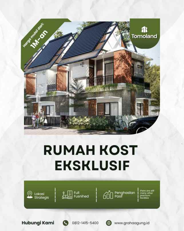 rumah kost eksklusif malang 8 kamar free pajak