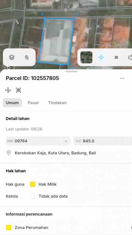 dijual 8 45 are jl muding indah gatsu barat kuta utara