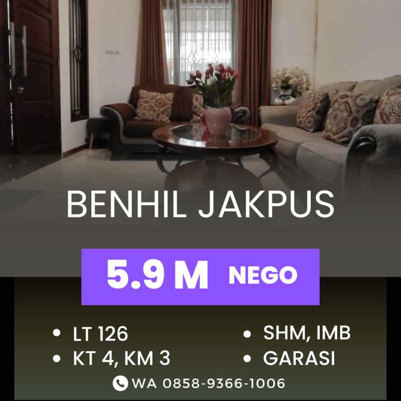 dijual rumah benhil