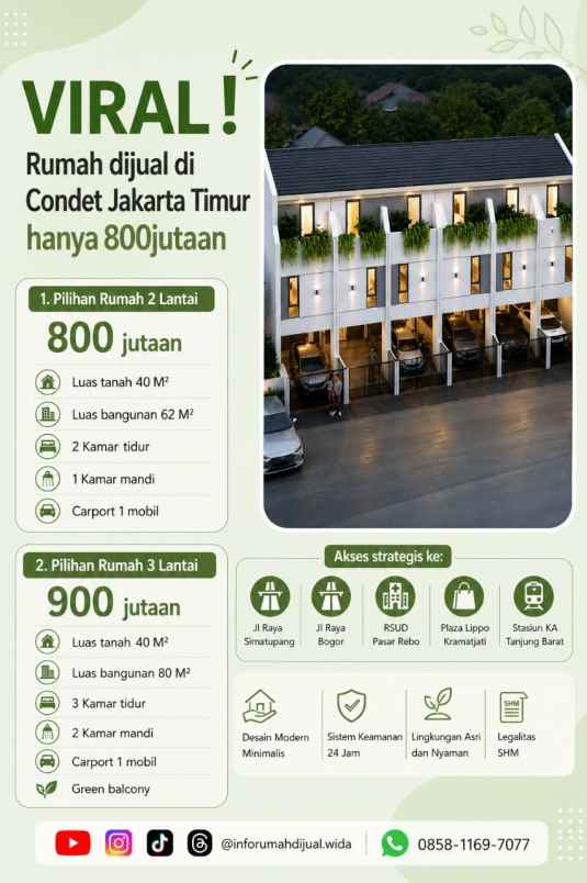 dijual rumah di condet jakarta timur 800 jutaan