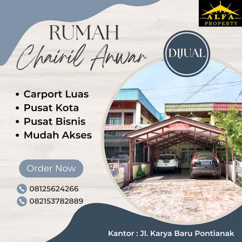 dijual rumah jalan chairil anwar kota pontianak