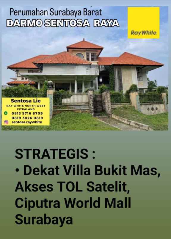 dijual rumah jalan darmo sentosa raya