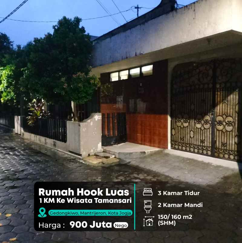 dijual rumah mantrijeron dekat wisata