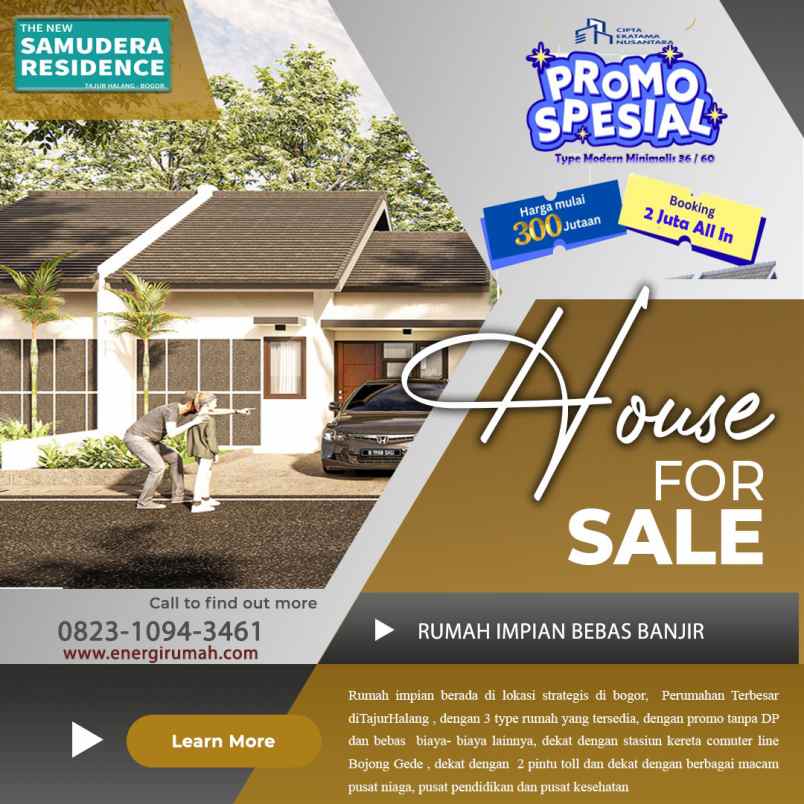 dijual rumah perumahan samudera
