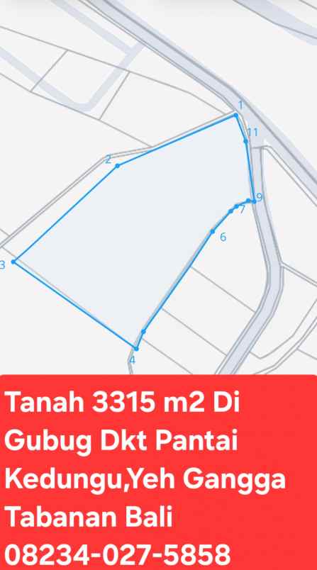 dijual tanah gubug tabanan bali