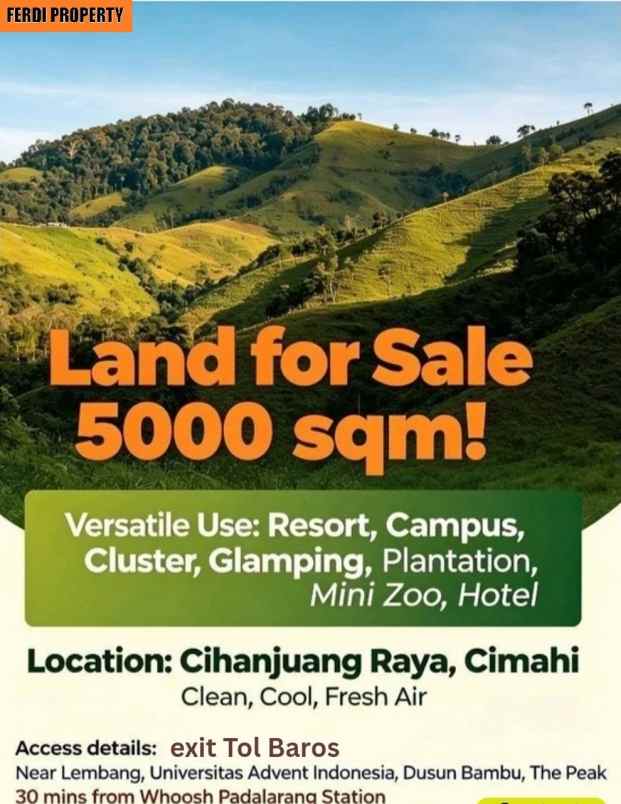 dijual tanah jl cihanjuang lembang bandung