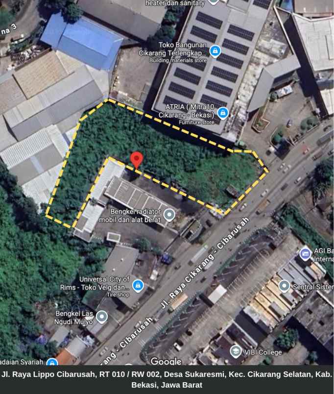dijual tanah jl raya lippo cibarusah rt