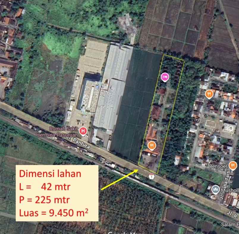 dijual tanah raya pasuruan jawa timur