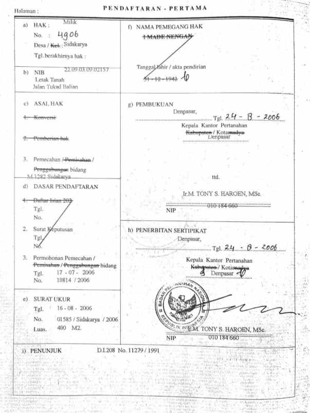 dijual tanah sidakarya