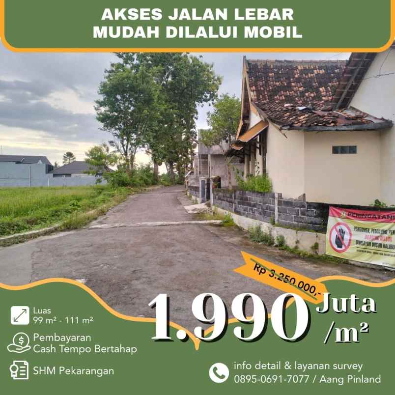 dijual tanah timur jalan pakem kalasan