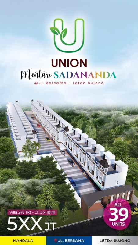 dijual villa di komplek union mentari jalan bersama