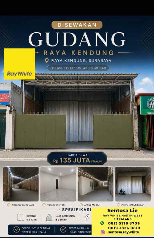disewakan ruko gudang kantor jalan raya kendung