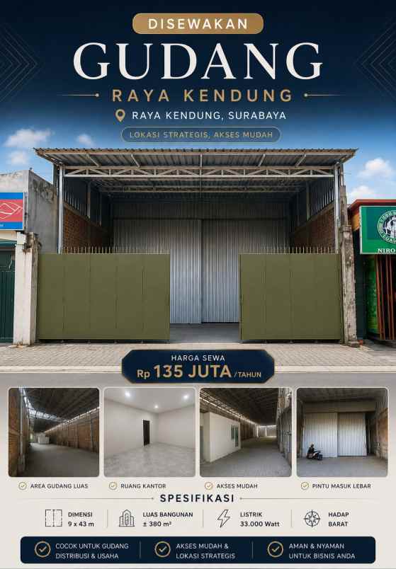 disewakan ruko gudang kantor jalan raya kendung