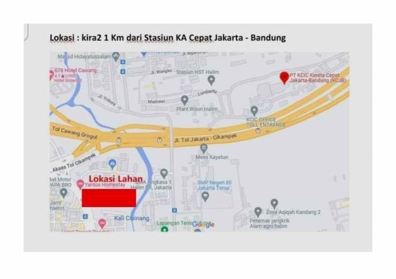 for sale tanah di halim jakarta timur